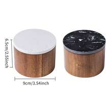1pc Wooden Salt Cellar With Spoon, Kitchen Marble Lid Seasoning Box, Moisture-Proof Spice Storage Container - Multicolor - View 2