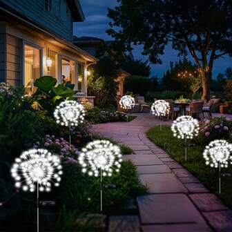 Luces solares tipo fuegos artificiales, luces solares LED para exteriores, luces solares para exteriores, decoración de iluminación festiva, 8 modos de iluminación y DIY, luces de decoración navideña para exteriores, luces solares decorativas LED - Adecuadas para jardín, patio, festividades, Navidad, Halloween, decoración de fiestas, instalación solar portátil. Luces decorativas solares navideñas, decoraciones solares para el jardín, iluminación festiva, luces decorativas para exteriores