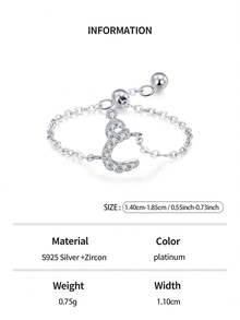 1枚优雅925纯银阿拉伯字母可调节戒指，适合女性佩戴，是婚礼、生日、母亲节及其他场合的理想礼物。