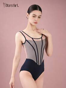 DonsGirl 1 bộ áo liền quần ba lê gợi cảm và thanh lịch dành cho nữ, thiết kế xương cá độc đáo, phù hợp cho trang phục biểu diễn múa mùa xuân. - Màu xanh hải quân - Xem 9