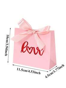 10个粉色/白色情人节礼品袋，带蝴蝶结丝带，红色“爱心”图案，情人节礼品袋，送给女友/男友/丈夫/妻子/伴侣的完美礼品袋，婚礼礼品包装用品 - 彩色 - 查看 7