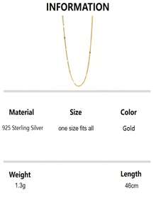 1pc S925 Sterling Silver Minimalist Solid Chain Necklace, Fashion Dainty Layering Choker Necklace, Versatile Jewelry Gift For Women, Girlfriend, Mother, Friend, Couple, Daily Wear