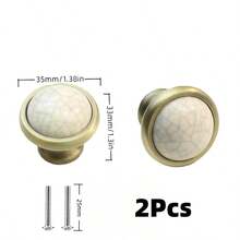 6Pcs Cabinet Knob Vintage Ceramic Drawers Knobs 35mm Round Knob Pull Handle For Furniture Kitchen Cabinet Cupboard Drawer Knobs - Multicolor - View 10