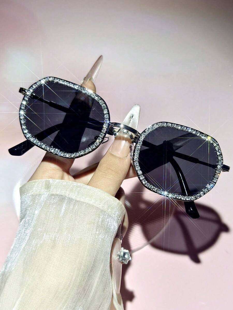 1 pieza Gafas de moda para mujer con diseño geométrico de lujo con diamantes y estampado de cielo estrellado, estilo bohemio retro elegante y sexy para fiestas y decoración de bodas, personalizada - Multicolor - Ver 1