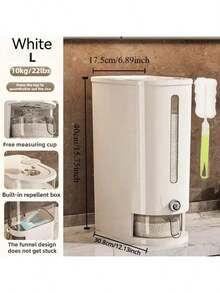 RAINWHISPER (11lb/22lb) Elegant Rectangular Rice Dispenser– Built-In Insect Repellent, Lockable Reusable Plastic With Measuring Cup For Home Kitchen,Upgraded Rice Dispenser With Insect Repellent (11lb/22lb) – Lockable Reusable Plastic, Rectangular Shape & Measuring Cup For Home Use, - 透明20斤 - 查看 8