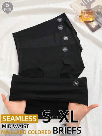 5pcs/Pack Seamless Mid-Waist Women Butt Lifting Underwear, Comfortable Stretchy Skin-Tight Breathable Smooth Tummy Control Panties