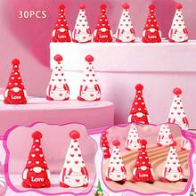 Decoraciones de escritorio para el Día de San Valentín: lindas figuras de gnomos con forma de corazón, centros de mesa para el hogar. - Rojo - Ver 2