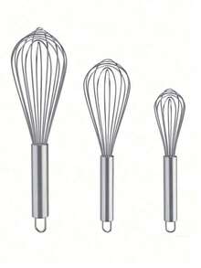 1pc/3pcs Stainless Steel Balloon Whisk Set, Upgraded Cooking Whisks For Mixing, Beating, Blending And Stirring - Multicolor - View 9