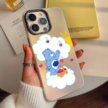 Funda para teléfono con espejo y diseño de osito cariñoso con cesta de corazón. Perfectamente compatible con  17,  16 Pro Max,  15 Pro Max,  13 y  12. Fabricada en TPU resistente para una protección máxima contra golpes y caídas. Un regalo ideal para familiares, amigos, celebraciones de otoño, parejas y ocasiones especiales como Navidad o cumpleaños. Ideal para quienes adoran los diseños originales y alegres. - Luna blanca - Ver 2