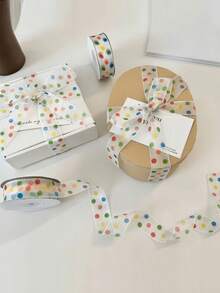 1片彩色波点薄纱面料，浪漫氛围礼品包装，DIY花束，摄影装饰，婚礼礼盒，伴手礼包装丝带 - 彩色 - 查看 9