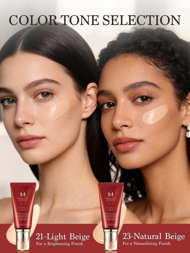 MISSHA M Perfect Cover BB Cream, 50ml, Lightweight & Breathable, Creates Natural Makeup Look, Hydrating Makeup Primer, SPF42, Full Coverage, Anti-Aging - 棕色 - 查看 5