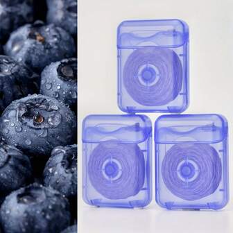 1 pieza/2 piezas Sabor a arándano, Hilo dental expandible de 1968,5 pulgadas para una limpieza profunda entre los dientes, con empaque portátil, cuidado de la salud dental, uso doméstico, uso dental