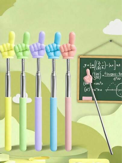 1pc/5pcs, Random Color Extendable Double-Finger Reading Pointer, Telescopic Fingertip Teaching Assistant Tool, Max Length 68cm, Material Teaching Aid, Extendable Reading Pointer, Telescopic Reading Pointer, Teaching Assistant Tool, Teaching Pointer, Teacher Teaching Pointer, For Guiding Students In Reading And Writing, Learning Tool, School Supplies, Back To School Season