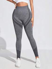 2pcs Seamless High-Elasticity Sportswear,Women's Yoga Fitness Running Training Clothes,Women's High-Support And Detachable Chest Pad Design Sports Bra,High Waisted Tummy Control Sports Leggings For Women,Gym Clothes Women,Workout Sets For Women - 灰色 - 查看 6