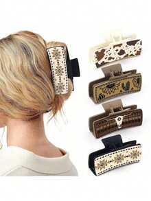 1pc Women's Floral Ribbon Bow Hair Claw Clip, Sweet And Gentle Hair Claw For Updo Hairstyles Hair Accessories Women Hair Clips Fashion Hair Clutch Casual Hair Jaw Clip