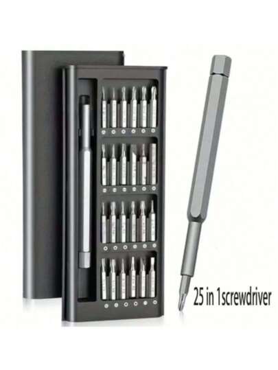 25合1迷你精密磁性螺丝刀套装，专业维修工具套装，铝合金手柄，适用于智能手机、电脑、手表、笔记本电脑、Ring门铃、眼镜、电子产品（款式随机发货）