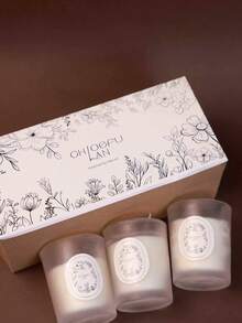 3pcs/Box, 1pc Creative Sand Cup Candle Box, Scented Candles Made Of Natural Soy Wax, Multiple Fragrance Options. Pure Natural Plant-Based Fragrance, Floral & Fruity Scent, Suitable As Gifts For Girlfriend, Mother's Day, Girls, Valentine's Day - White - View 6