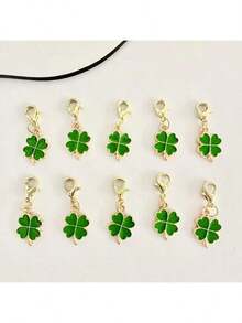 6 Peças Chaveiros de Trevo de Quatro Folhas da Sorte - Design de Desenho Animado/Planta em Liga Metálica, Fecho de Lagosta - Adequado para o Dia de São Patrício, Formatura, Casamento, Ótima Opção de Presente, Também Pode Ser Usado como Encantos de Bolsa ou Acessórios de Fone de Ouvido - Multicolorido - Visão 4