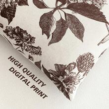 1pcs Faux Linen Floral Vintage Throw Pillow Covers Neutral Accent Print Decorative Cushion Covers Farmhouse Boho Home Decor For Sofa Chair Couch Bedroom Living Room,18*18 Inch,Blue Single-Sided Print Without Zipper - 棕色 - 查看 5