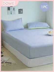 1件纯色床笠，床垫保护套，床垫罩，深口袋设计，柔软透气，适合多种床型