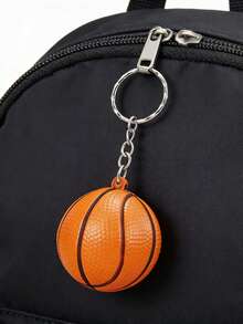 Basketball Shaped Creative Bag Charm Keychain Keychain Accessories - Brown - View 1