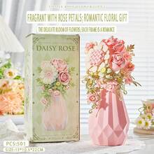 300+Pcs Home Decor Artificial Flowers, Everlasting Flowers, Building Blocks Flowers, Gardenia, Tulip, Jasmine, Carnation, Rose, Cherry Blossom, Lily, Sunflower, Daisy, Peony, Orange Tree, Violet, Suitable For Valentine's Day/Mother's Day/Thanksgiving/Birthday/Christmas - Multicolor - View 22