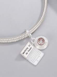 1pc Fashionable & Cute Mini Wine Glass, Coffee, Book, Computer Beaded Pendant Charm, Versatile DIY Bracelet, Necklace, Gift - Multicolor - View 5