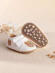 1 Pair Cartoon Hook And Loop Flat Design Cute Infant Toddler Indoor Walking Shoes, Suitable For Spring & Autumn - White - View 13