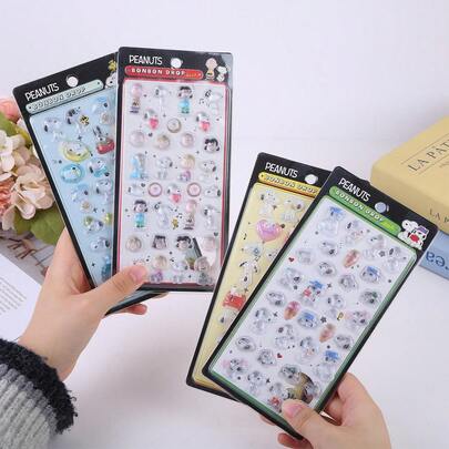 1個 アニメステッカー、かわいい3D立体DIYステッカー、子供の創造的なステッカー、黒目ウォータープルーフステッカー、ドットステッカー、パーティーの装飾手作りスマホステッカー、女の子へのギフト