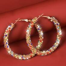 1對時尚閃爍鑽石c形耳環,女性通用款式派對婚禮配飾