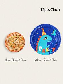 48/24pcs/Set Birthday Theme Paper Plates, 7-Inch Paper Plates, 9-Inch Paper Plates, Disposable Party Trays, Party Supplies, Party Decorations, Dessert Trays, Suitable For Parties, Gatherings, BBQs, Picnics, Camping, Birthday Parties, Restaurant Decor, Kitchen, Bridal Showers, Paper Plates, Balloons, Birthday Tableware, Dinosaur Theme, Blue Theme Party - Multicolor - View 11