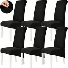 High Elasticity Detachable 6-Piece Chair Cover, Universal Type Suitable For Restaurant Kitchen Hotel Dining Chair Protection Cover - Paquete de 6 negro - Ver 8