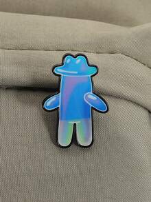 1pc Iridescent Transparent Abstract Human Shape Enamel Badge, Blue & Purple Gradient Minimalist Design, Pearlescent Texture Brooch, Suitable For Clothing, Bags, & Niche Style, Dreamy Aesthetic - Blue - View 5
