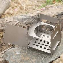 Estufa plegable de titanio para camping estufa de leña con alcohol portatil y ligera ideal para viajes y emergencias - Tipo decombustible de madera - Ver 8