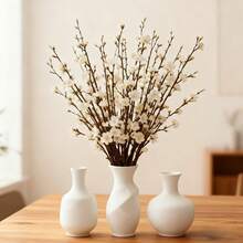 50pcs = 5pcs Artificial White Long Stem Plum Blossoms, Plastic White Jade Flowers, Suitable For Indoor And Outdoor Decor, Ideal For Home, Office, Wedding And Party Decoration, Tabletop, Dining Room And Yard, Seasonal Events, Floral Decor, Home Decoration, Natural Appearance, Maintenance-Free - White - View 3