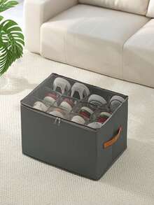Cajas de almacenamiento de tela plegables para zapatos que se ajustan hasta 12 y 16 pares, caja de almacenamiento de zapatos de tela grande con tapa, divisores ajustables, organizador de zapatos para armario con tapa transparente, impermeable y a prueba de polvo, caja de almacenamiento plegable, multiusos, todo en uno, adecuado para el hogar, la escuela, el dormitorio, el armario, caja de almacenamiento de zapatos a prueba de polvo y humedad, lavable, múltiples formas de usar - Multicolor - Ver 11