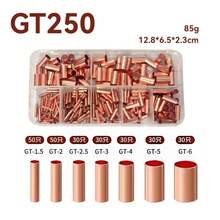 Kit de casquillos de alambre de 250 Uds., conector de engarzado de cobre de tamaños, Kit surtido de terminales a tope eléctricos no aislados SN0W - Kit de 250 piezas - Ver 5