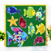 Quixorblex 17件套毛毡故事道具套装，彩虹鱼主题卡通鱼形，蒙特梭利互动学习道具，手工柔软质感奖励及活动教育辅助工具，学前儿童启蒙教学工具，适用于教室、家庭及早期教育 - 彩色 - 查看 8