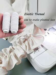 2 Rolls Elastic Sewing Thread, 0.6mm Polyester Rubber Band, High Strength Nylon/Polyester Thread Spool, Suitable For Sewing Machines, Each Roll Bottom Has Super Fine Closed Round Elastic Cord For Ruffles And Flounces, Applicable For Sewing Machines, Garment Making, DIY Crafts, Edging, Stitching, Suitable For Industrial And Household Sewing Equipment, For Fabric Edging, Neatly Wound, Durable, Craft Supplies, Home Sewing Enthusiasts - White - View 3