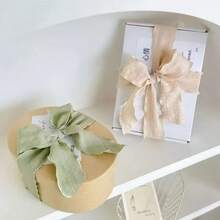 2.5厘米褶皱花朵礼品蛋糕包装装饰丝带，褶皱波浪丝带布艺缎带礼品包装绳花卉捆扎带礼品装饰扎带 - 杏色 - 查看 8