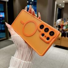 Luxury Matte Semi-Transparent Magnetic Phone Case For Samsung S25FE/S25/S25 Ultra/A17/A16/A36/A56/A26/S26/S26 Plus/S26 Ultra - Compatible With MagSafe Protective Case - Orange - View 14