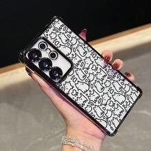 Funda de teléfono de dibujo simple de gato compatible con 25 S25 S24 S23 S22 S21 S20 S20 FE S20 Plus A03 A03 Core A03s A04 A04E A05 A05S A06 4G A12/M12 4G A13 5G/A04S A15 A16 A24 5G A25 A32 4G A32 5G A34 A35 5G A54 A55 Note10+ Note20 Ultra S21 FE Note20 Ultra Plus 4G 5G funda trasera transparente a prueba de golpes - Colores mixtos - Ver 1