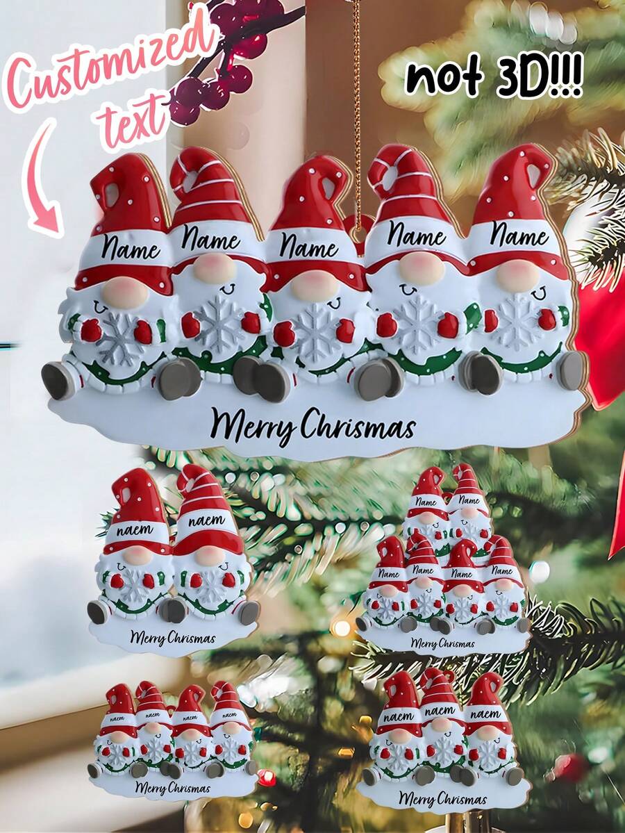 1 pieza Adorno de elfo de Navidad personalizable con apellido, diseño de pareja adorable, recuerdo festivo único, ideal para decoración del árbol de Navidad, regalo para el hogar, creando un ambiente festivo, coleccionable, adorable, de alta calidad - Multicolor - Ver 1