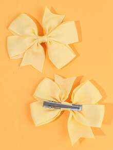 2pcs Toddler Girls Bow Decor Hair Clip For Daily Life - Yellow - View 7