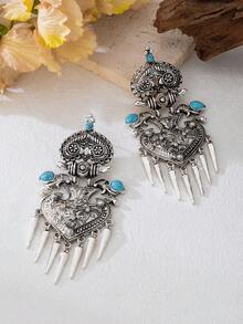 1 Pair Of Vintage Bohemian Style Vintage Distressed Earrings With Tassel Earrings (No Gift Box) - Earring - View 3
