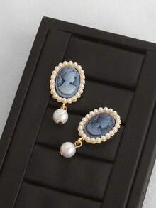 1 Pair Vintage French Elegant Portrait Earrings, High-End Chic Design - Multicolor - View 4