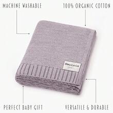 Manta de Algodón Orgánico de Punto para Bebés Niño 100% Algodón Orgánico de Lujo Suave Cálida y Acogedora Manta de Abrazo para Cochecito y Cuna para Recién Nacidos, Bebés e Infantes (Rosa Ruborizado) - Lila - Ver 3