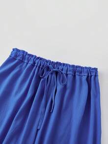 Women Y2K Half Slip Under Dress Pettipants Mid Rise Lace Patchwork Bloomers Trousers Ruffle Pantaloons Cropped Flared Pants Cute Pumpkin Long Pants - 藍色 - 查看 6