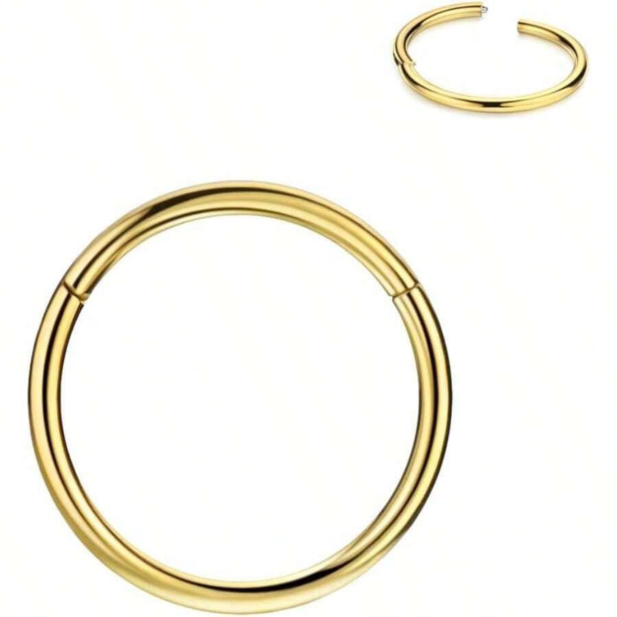 FANSING Aro de riz con bisagras de acero quirúrgico 316L 20G 18G 16G 14G 12G 10G 8G 6G diámetro de 5 mm a 22 mm oro oro rosa plata azul arcoíris - 1unidadoro14gdimetro13mm - Ver 1