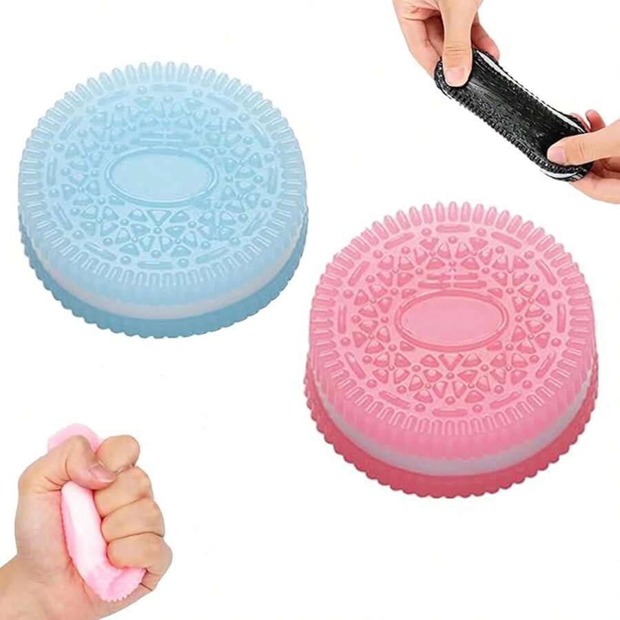 2025 New Handmade Silicone Stress Relief Squishy Toy,Stress Relief Toy,Ultra-Soft Decompression Venting Toys,Anxiety And Relaxation Perfect Desk Toy (Blue + Pink),Kids Christmas Gifts For Boys Girls(Random) - 紫色 + 粉紅色 - 查看 1